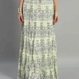 Women Flared Skirt with Contrast Hem-image-38