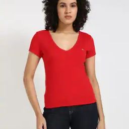 Slim Essential Rib V SS T-Shirt-image-12