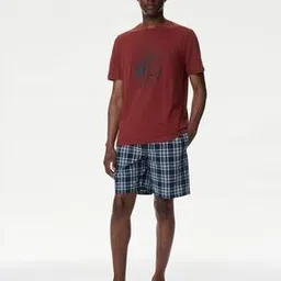 Men Graphic Print Pure Cotton T-Shirt & Shorts Set-picture-35