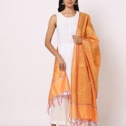 Women Floral Pattern Dupatta with Tassels-image-48