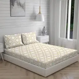 110 TC Geometric Print Double Bedsheet with Pillow Covers-image-18