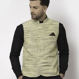 Men Striped Regular Fit Nehru Jacket-35