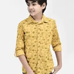 Printed Slim Fit Shirt with Roll-Up Sleeves-image-34