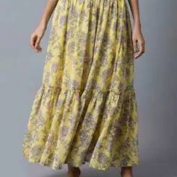 Women Floral Print Flared Skirt-image-75