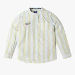 Boys Striped Regular Fit Shirt with Patch Pocket-image-67