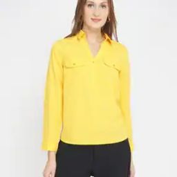 Women Relaxed Fit Top with Flap Pockets-image-61