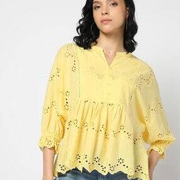 Women Schiffli Embroidered Regular Fit Top-image-8