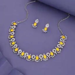 Women Stone-Studded Necklace & Earrings Set-image-96