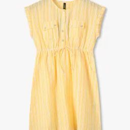 Girls Striped Fit & Flare Dress with Drawsting Waist-picture-20