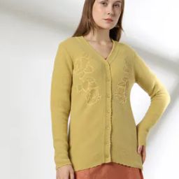 Women Floral-Knit V-Neck Cardigan-53