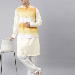 Men Ombre-Dyed Nehru Jacket with Welt Pockets-19