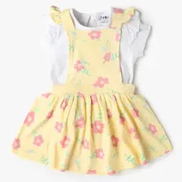 Girls Floral Print Cotton Fit & Flare Dress with Top-picture-11
