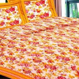 Floral Print Cotton Double Bedsheet with Pillow Covers-image-12