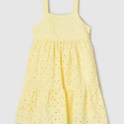 Girls Schiffili Embroidered Cotton Tiered Dress-image-1