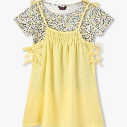 Girls Twofer A-Line Dress with Printed T-Shirt-image-7