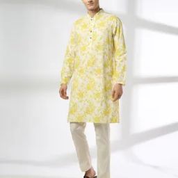 Men Floral Print Slim Fit Kurta-image-74