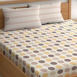 210 TC Polka-Dot Print King-Size Bedsheet with Pillow Covers-image-92