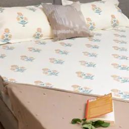 200 TC Floral Print Double Bedsheet with Pillow Covers-image-52
