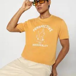 Men Typographic Print Regular Fit Crew-Neck T-Shirt-image-74