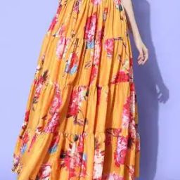 Women Floral Print Flared Skirt-picture-18
