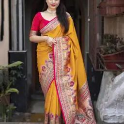 Women Woven Saree with Contrast Border-image-34