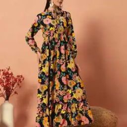 Women Floral Print Tiered Dress-image-64