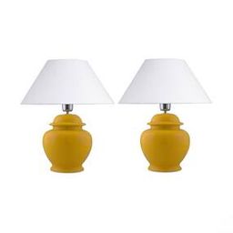 Ceramic Pot 2pcs Base Yellow  Lamp White Cone-1