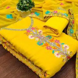 Women Floral Embroidered 3-Piece Dress Material-image-94