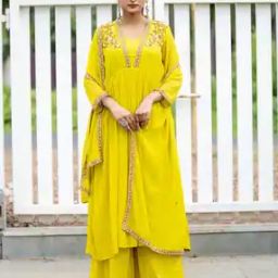 Women Embroidered Flared Kurta Set-image-97