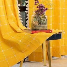 Embroidered Window Curtain with Tassels-87