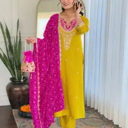 Women Embroidery Straight Kurta Set-image-2