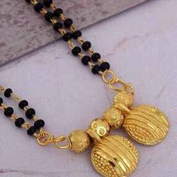 Gold-Plated Dual Chain Beaded Mangalsutra Short Necklace-image-43