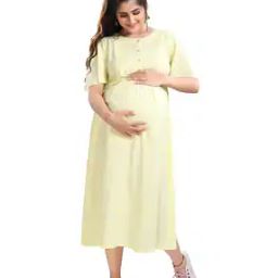 Round-Neck Maternity A-Line Dress-image-36