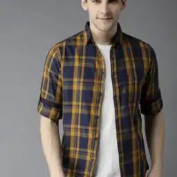 Checked Slim Fit Shirt with Patch Pocket-image-51