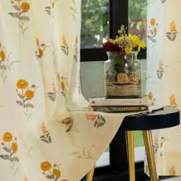 Set of 2 Floral Print Door Curtains-32