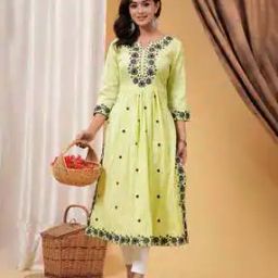 Embroidered A-Line Kurta-image-115