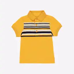 Striped Polo T-shirt with Ribbed Hems-image-58