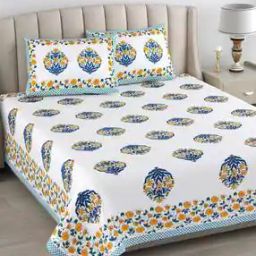 180 TC Floral Print King-Size Bedsheet with Pillow Covers-picture-35