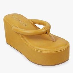 Women Brand Print T-Strap Wedges-34
