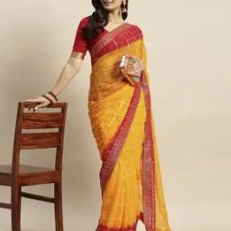 Women Bandhani Print Chiffon Saree-picture-5