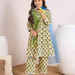 pspeaches Girls Floral Print 3-Piece Kurta Set with Dupatta-picture-39