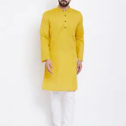 Textured Long Kurta with Band Collar-image-25
