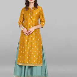 Block Print Straight Double Layer Kurti-46