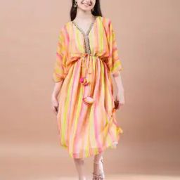 Striped A-Line Dress-image-86