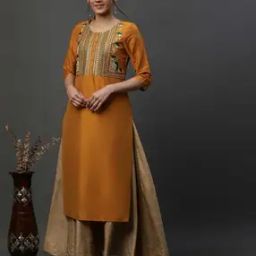 Women Embroidered Yoke Straight Kurta-image-2