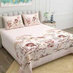 180 TC Floral Print Double Bedsheets with Pillow Covers-52