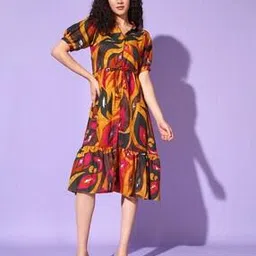 xqsee Women Floral Print A-Line Dress-picture-28