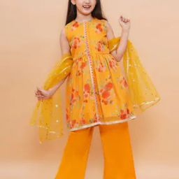 Girls Floral Print Kurta Suit Set-image-45