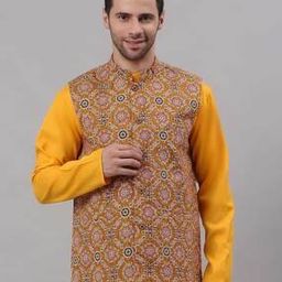 Sleeveless Nehru jacket With Patch Pocket-28