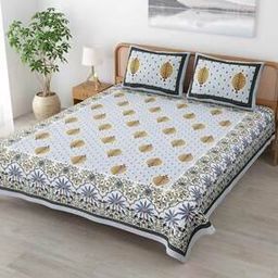 144 TC Floral Print King-Size Bedsheet with Pillow Covers-image-61